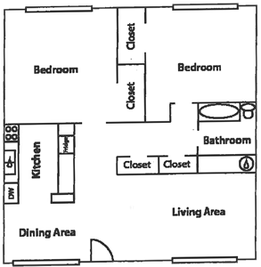 2 Bed / 1 Bath - 862 Sq.Ft.*